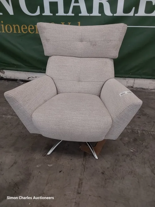 QUALITY BRITISH DESIGNER LOUNGE Co. JACOB SWIVEL WINGED CHAIR NATURAL FABRIC 