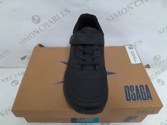 BOXED PAIR OF OSAGA 1964 VELCRO/LACE TRAINERS IN BLACK - SIZE 36