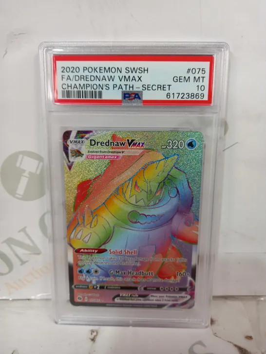 FRAMED AND GRADED COLLECTIBLE POKÉMON TRADING CARD - FA/DREDNAW VMAX (2020 SWSH)