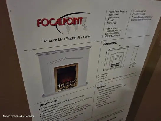 BOXED FOCALPOINT ELVINGTON LED ELECTRIC FIRE SUITE 