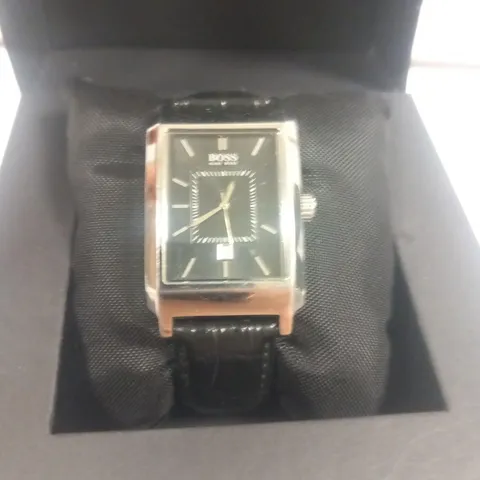 BOXED HUGO BOSS BLACK STRAP WRIST WATCH