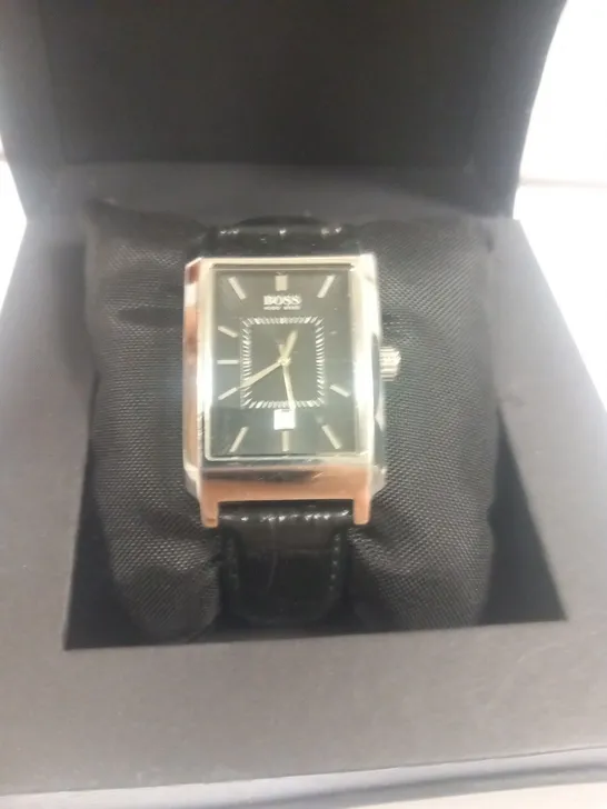 BOXED HUGO BOSS BLACK STRAP WRIST WATCH