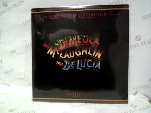AL DI MEOLA, JOHN MCLAUGHLIN & PACO DE LUCIA FRIDAY NIGHT IN SAN FRANCISCO LIVE 12" VINYL ALBUM