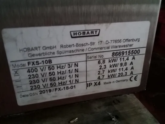 HOBART FXS-10B DISHWASHER 