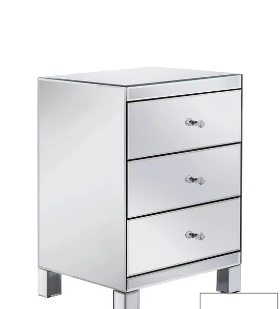 PARISIAN READY ASSEMBLED MIRRORED TALL CHEST OF 3 DRAWERS (1 BOX) - COLLECTION ONLY