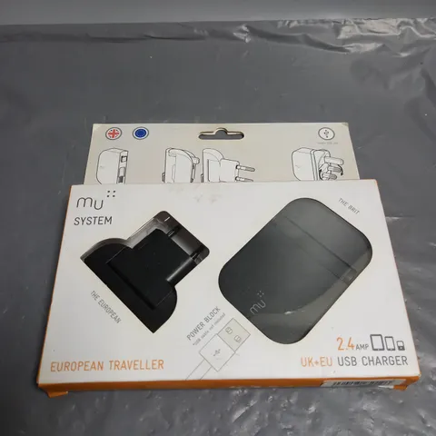 BOXED MU SYSTEM EUROPEAN TRAVELLER USB CHARGER SET 