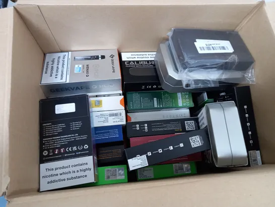 BOX OF 30 ASSORTED E-CIGARATTES TO INCLUDE GEEKVAPE , ASPIRE, AND VAPOO VAPEROSSO ETC.