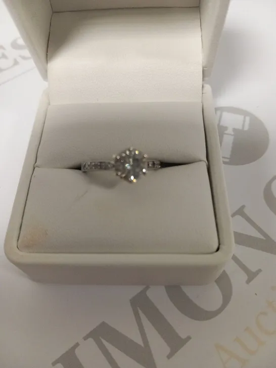 BOXED LADY LYNSEY MOISSANITE 9CT WHITE GOLD RING