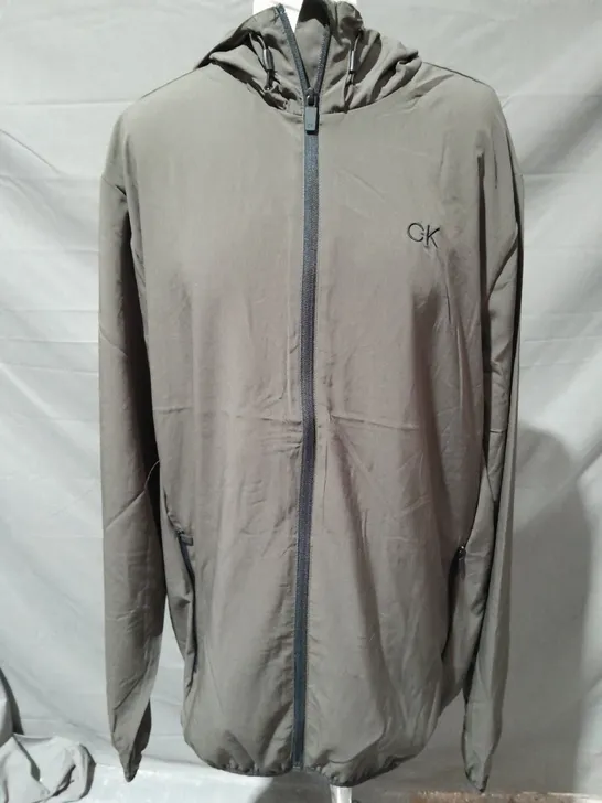 CALVIN KLEIN GOLF HOODED THIN JACKET IN DARK KHAKI SIZE LARGE