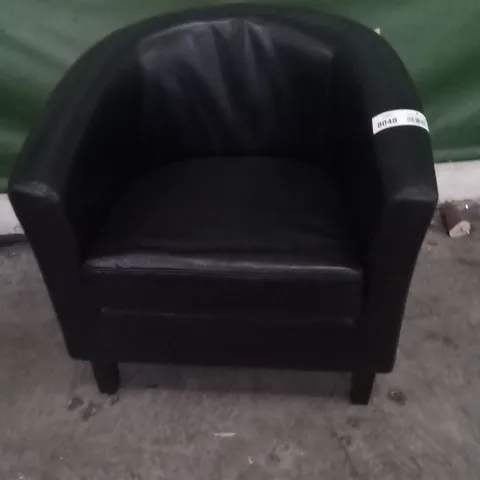 DESIGNER TED BLACK PU LEATHER TUB CHAIR