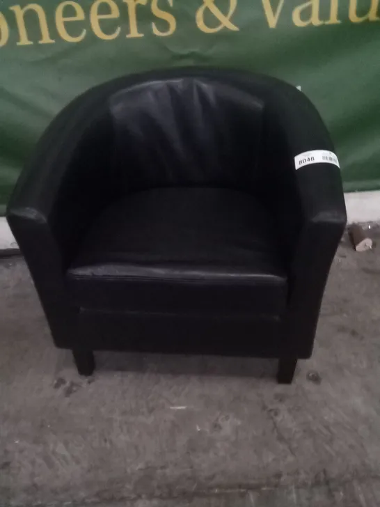 DESIGNER TED BLACK PU LEATHER TUB CHAIR