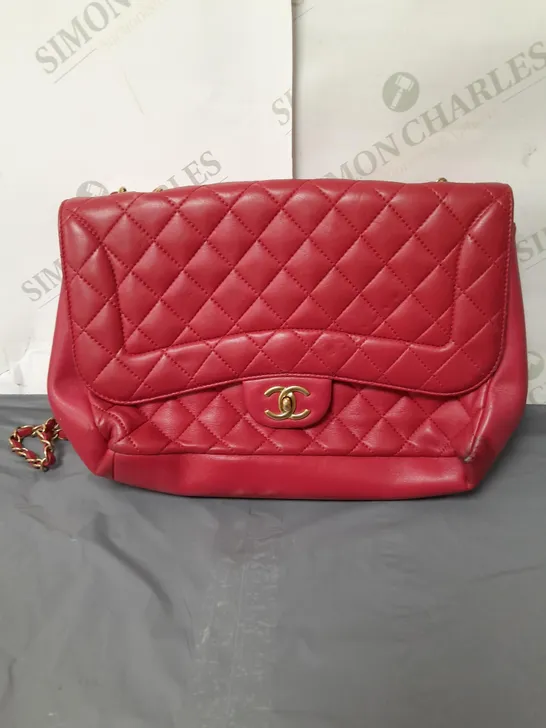 LADIES MEDIUM CHANEL RED HANDBAG QUILTED EFFECT