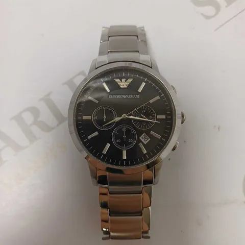 EMPORIO ARMANI DARK GREY TRIPLE DIAL BRACELET WRISTWATCH