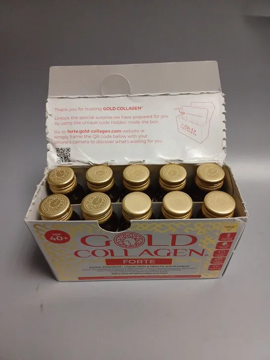 BOXED GOLD COLLAGEN FORTE EXTRA STRENGTH LIQUID SKIN & HEALTH SUPPLEMENTS - 10 X 50ML