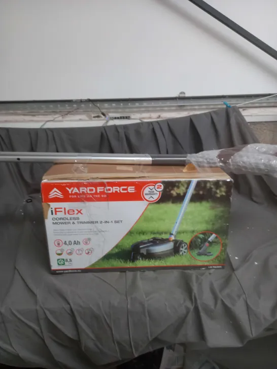 BOXED YARD FORCE IFLEX 12V MOWER & GRASS TRIMMER