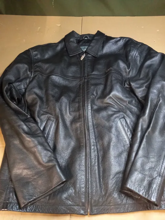 BEN SHERMAN HEAVY WEIGHT BLACK LEATHER JACKET - MEDIUM 