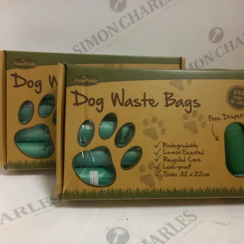 2 X BOXED PAWPRIDE DOG POO BAGS - PACK OF 240 STRONG BIODEGRADABLE WASTE BAGS