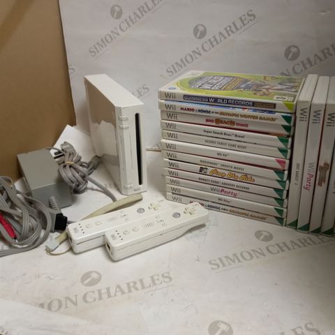 NINTENDO WII + APPROXIMATELY 17 GAMES + ACCESSORIES