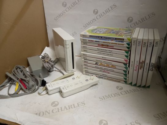 NINTENDO WII + APPROXIMATELY 17 GAMES + ACCESSORIES