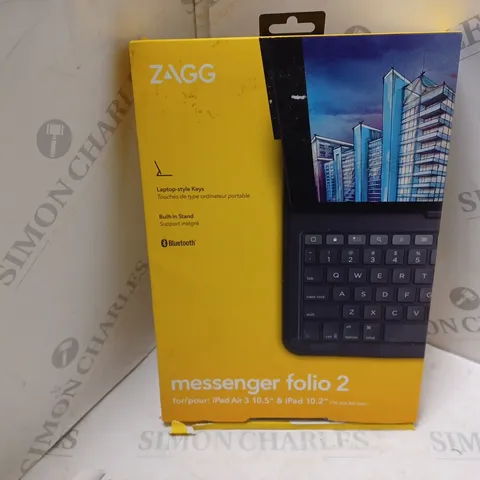 BOXED ZAGG MESSAGER FOLIO 2 FOR IPAD AIR 3 & IPAD (7TH AND 8TH GEN)