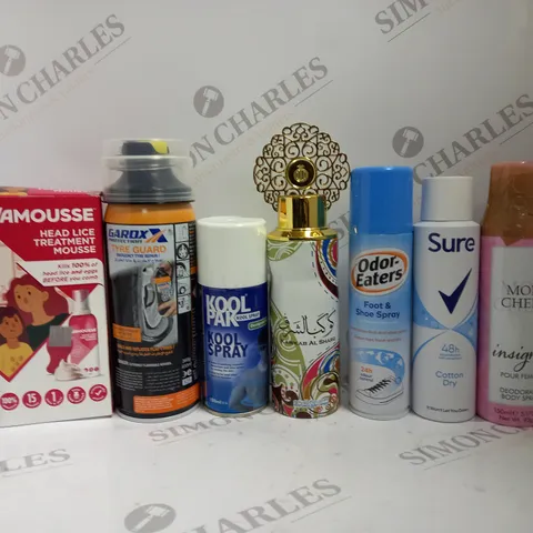 BOX OF APPROX 12 ASSORTED AEROSOLS TO INCLUDE JOHN FRIEDA THICKENING MOUSSE, SURE DEODORANT, SOFT&GENTLE DEODORANT, ETC 