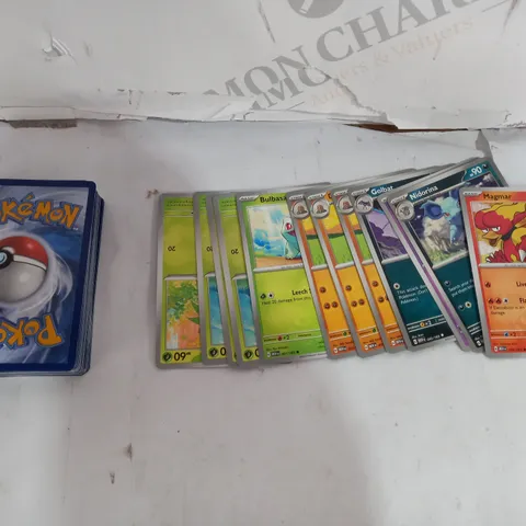 BOX OF APPROX 30 COLLECTABLE POKEMON TRADING CARDS