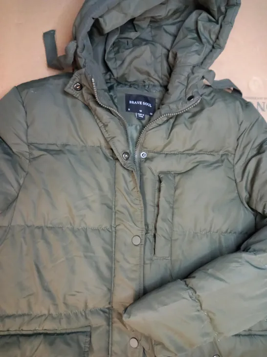 BRAVE SOUL PADDED COAT IN GREEN SIZE 10