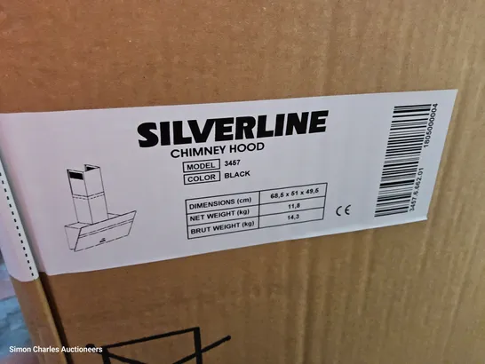 BOXED SILVERLINE CHIMNEY HOOD EXTRACTOR BLACK 3457