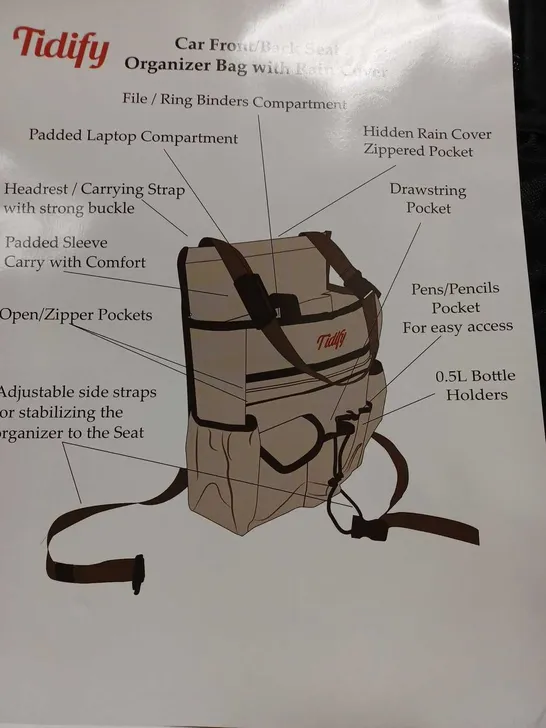 TIDIFY CAR FRONT/BACK SEAT ORGANISER