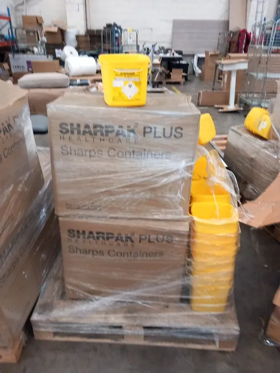 PALLET OF APPROXIMATELY 100 SHARPAK PLUS UN 3291 60 PLUS INFECTIOUS SUBSTANCE BINS