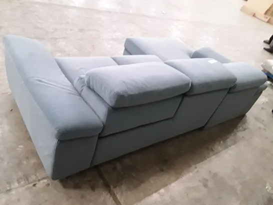 QUALITY ITALIAN DESIGNER FLAVIO SOFA WITH LHF CHAISE - LIGHT BLUE FABRIC