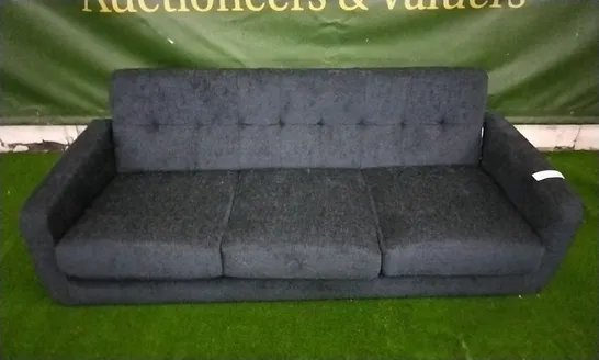 DESIGNER BLACK FABRIC THREE SEATER SOFA