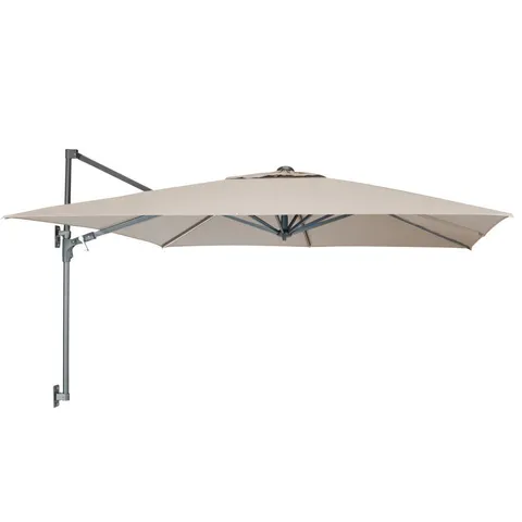 BOXED WALL MOUNTED 2.5M SQUARE FREE ARM PARASOL - GREY/TAUPE