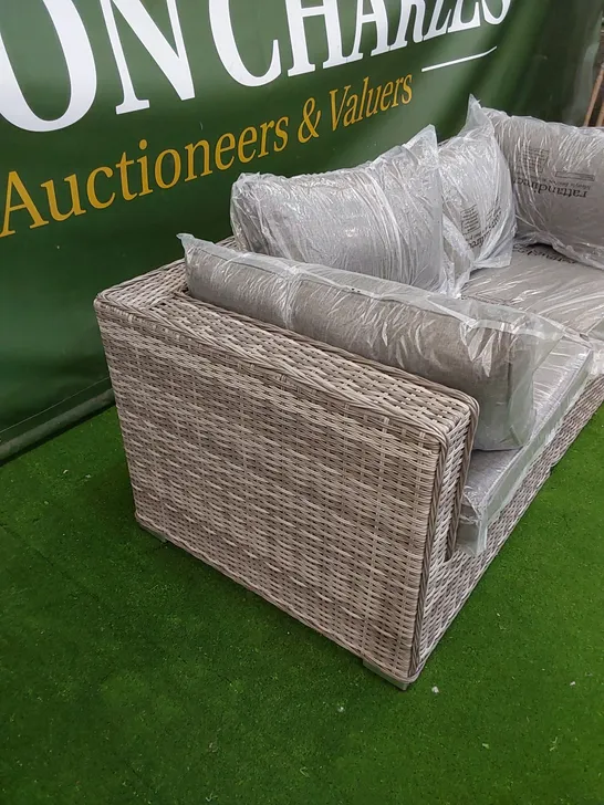 FLORIDA 2-SEATER MODULAR GREY RATTAN SOFA WITH CUSHIONS 