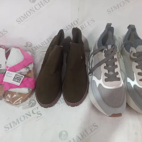 BOX OF APPROXIMATELY 15 ASSORTED PAIRS OF SHOES AND FOOTWEAR ITEMS IN VARIOUS STYLES AND SIZES TO INCLUDE H&M, IU IU GONG ZHG, ETC