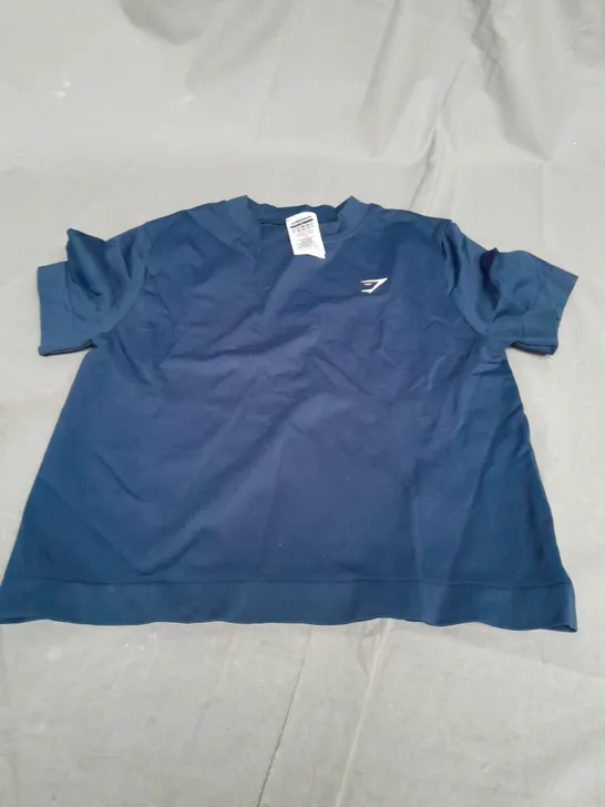 GYMSHARK NAVY STRETCH T-SHIRT - SMALL