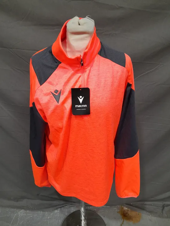 MACRON BRIGHT ORANGE ZIP TOP - SIZE MEDIUM