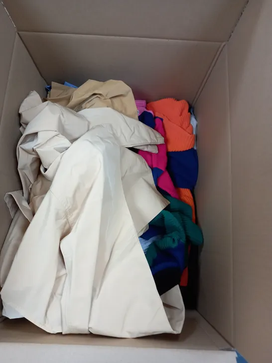 BOX OF ASSORTED CLOTING ITEMS TO INCLUDE JUMPERS 