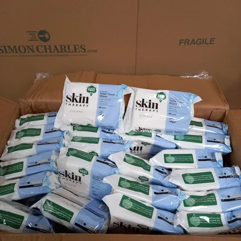LOT OF APPROXIMATELY 50 PACKS OF SKIN THERAPY FLUSHABLE TOILET TISSUE WIPES