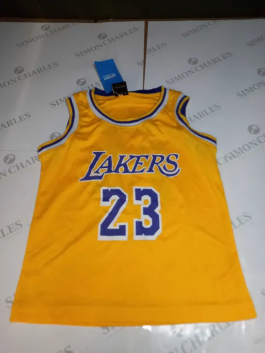 LA LAKERS BASKETBALL JERSEY WITH JAMES 23 ON THE BACK SIZE XS