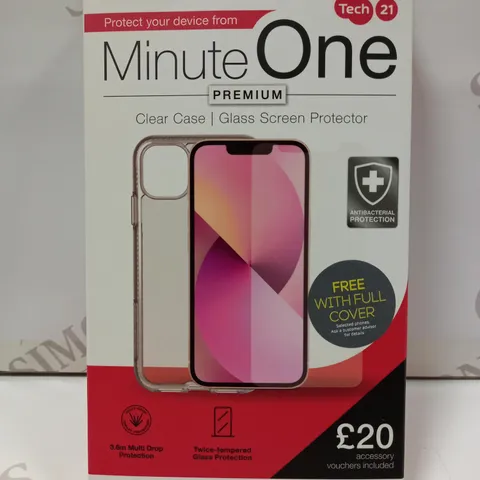 BOX OF APPROX 30 TECH 21 MINUTE ONE PREMIUM PHONE CASE AND SCREEN PROTECTOR FOR ASSORTED PHONES