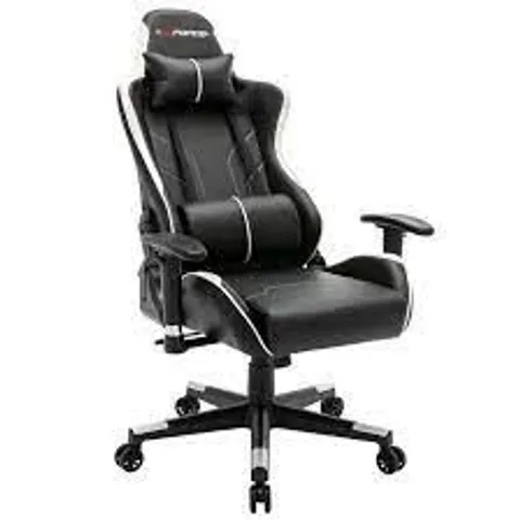 BOXED DESIGNER GTFORCE PRO R LEATHER RACING SPORTS OFFICE CHAIR IN BLACK AND WHITE
