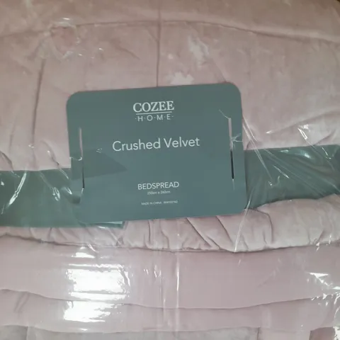 BOXED COZEE HOME CRUSHED VELVET BEDSPREAD IN PINK