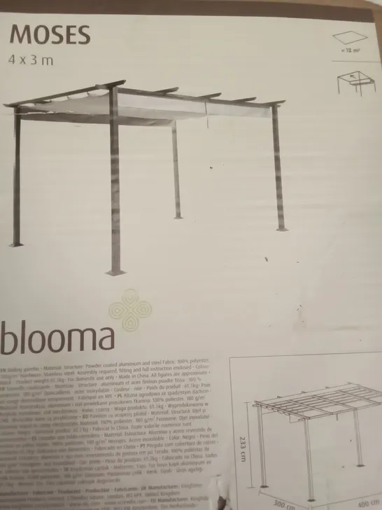 BOXED MOSES BLOOMA 4 X 3M SLIDING GAZEBO 