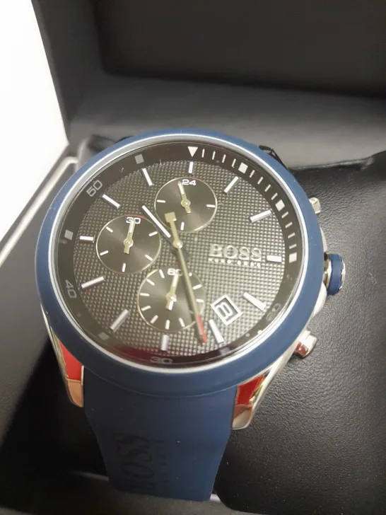 BOSS GENTS VERLOCITY WATCH WITH BLUE RUBBER STRAP  RRP £249