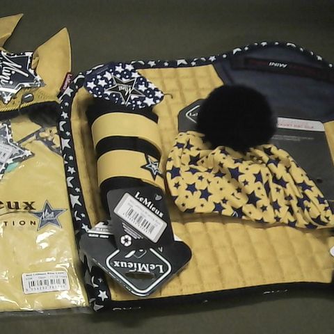 LOT OF 5 MINI LEMIEUX PET CARE ITEMS TO INCLUDE SQUARE DION, BASE LAYER AND BRUSHING BOOT