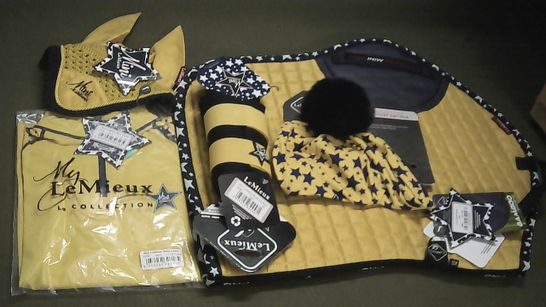 LOT OF 5 MINI LEMIEUX PET CARE ITEMS TO INCLUDE SQUARE DION, BASE LAYER AND BRUSHING BOOT