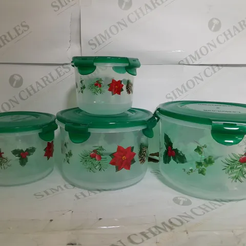 SET OF 4 LOCKNLOCK CHRISTMAS PLASTIC STORAGE BOXES 