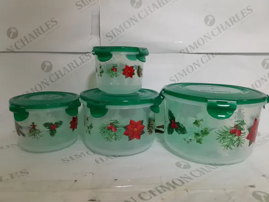 SET OF 4 LOCKNLOCK CHRISTMAS PLASTIC STORAGE BOXES 