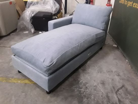 DESIGNER LIGHT BLUE FABRIC CHAISE STORAGE SOFA BED SECTION